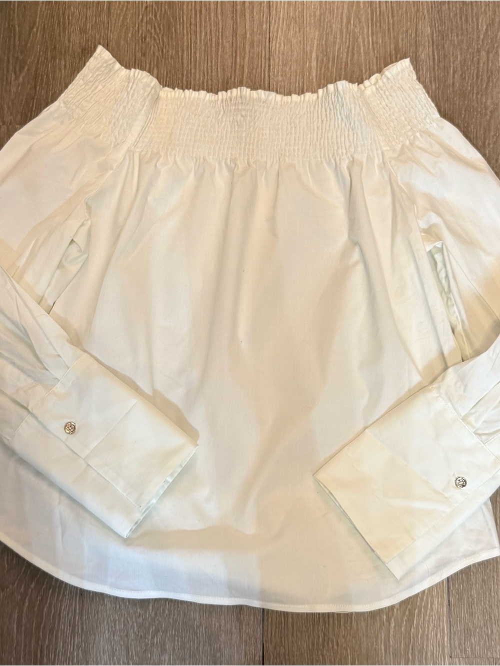 Tommy Hilfiger Cream Off-Shoulder Long Sleeve Blouse